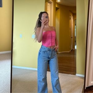 Pink satin corset top from LunaB